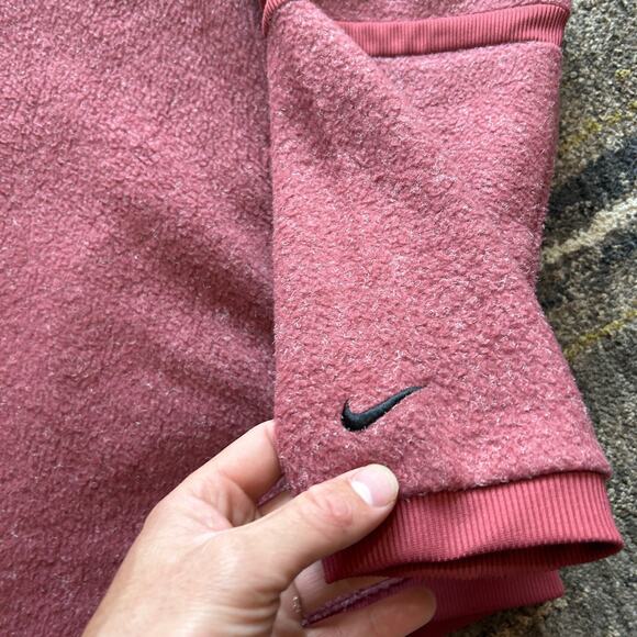 Women's Nike Sportswear Red White Heathered Fleece Pullover Sweatshirt Jacket L - Picture 3 of 5